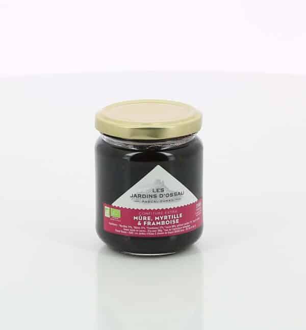 CONFITURE BIO 3 FRUITS ROUGES LES JARDINS D'OSSAU 240gr