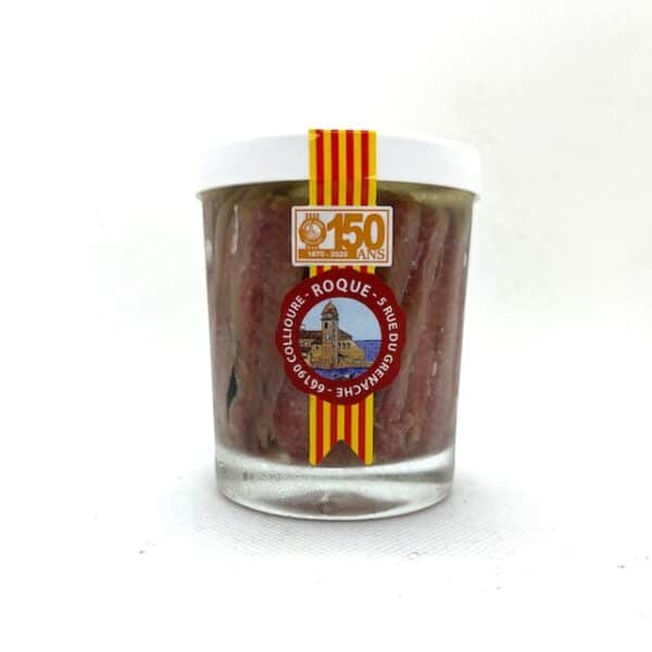 FILETS D 'ANCHOIS A L'HUILE VERRE 150 GR NET TOTAL ROQUES COLLIOURE
