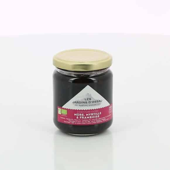 CONFITURE BIO 3 FRUITS ROUGES LES JARDINS D'OSSAU 240gr