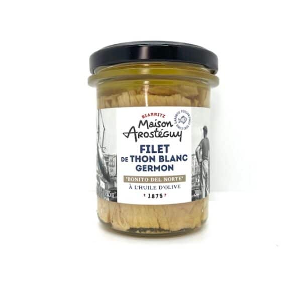FILET DE THON BLANC GERMON A L'HUILE D'OLIVE 200 GR MAISON AROSTEGUY