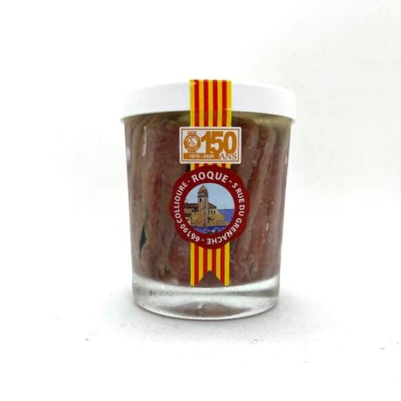 FILETS D 'ANCHOIS A L'HUILE VERRE 150 GR NET TOTAL ROQUES COLLIOURE