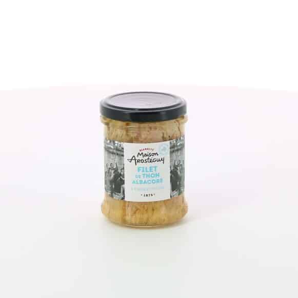 FILET DE THON ALBACORE A L'HUILE D'OLIVE 200 GR MAISON AROSTEGUY