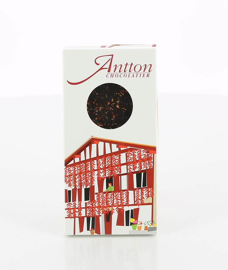 TABLETTE AU PIMENT D'ESPELETTE NOIR ANTTON 70% 80gr