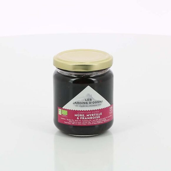 CONFITURE BIO 3 FRUITS ROUGES LES JARDINS D'OSSAU 240gr