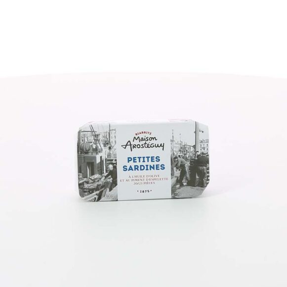 PETITES SARDINES A L'HUILE ET AU PIMENT D'ESPELETTE 115 GR AROSTEGUY