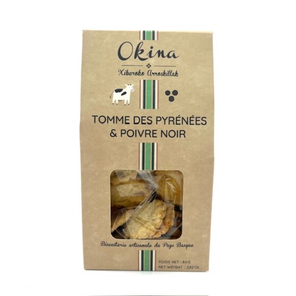 BISCUIT APERITIF TOMME DES PYRENEES POIVRE NOIR 80 GR OKINA